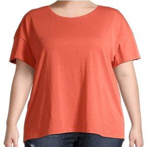Terra & Sky Womens Orange Plus Size Crewneck Tee 4X 28W-30W